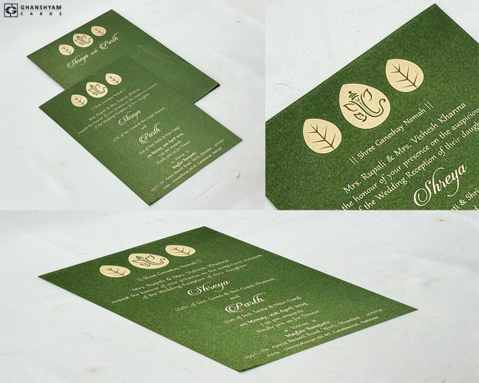 Engagement OR Anniversary OR Vastupujan Invitation Card RN 724 Green