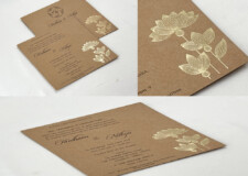 Lotus Theme Engagement OR Anniversary OR Vastupujan Invitation Card RN 730 Khakhi