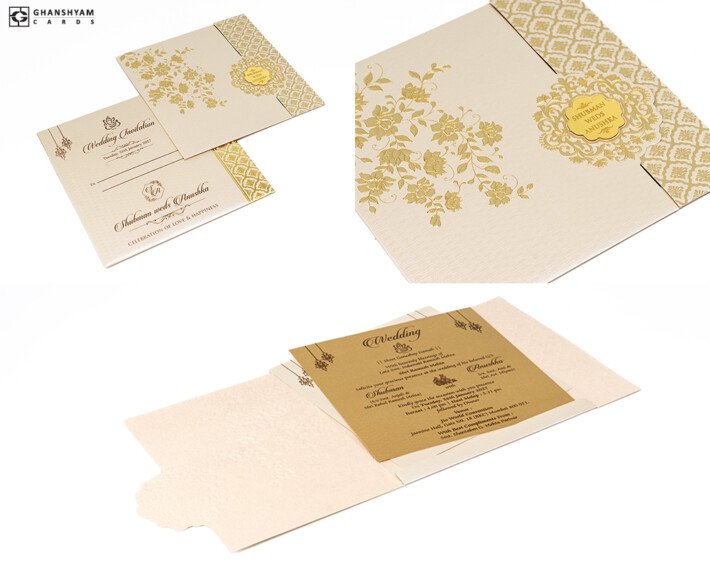 Designer Budget Wedding Card RR 1011 Cream