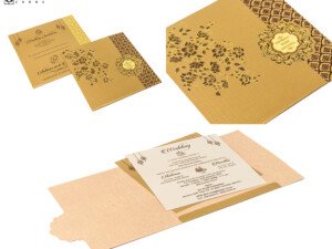 Designer Budget Wedding Card RR 1011 Gold