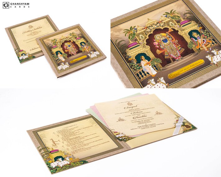 Shrinathji Pichwai Wedding Card RR 1051