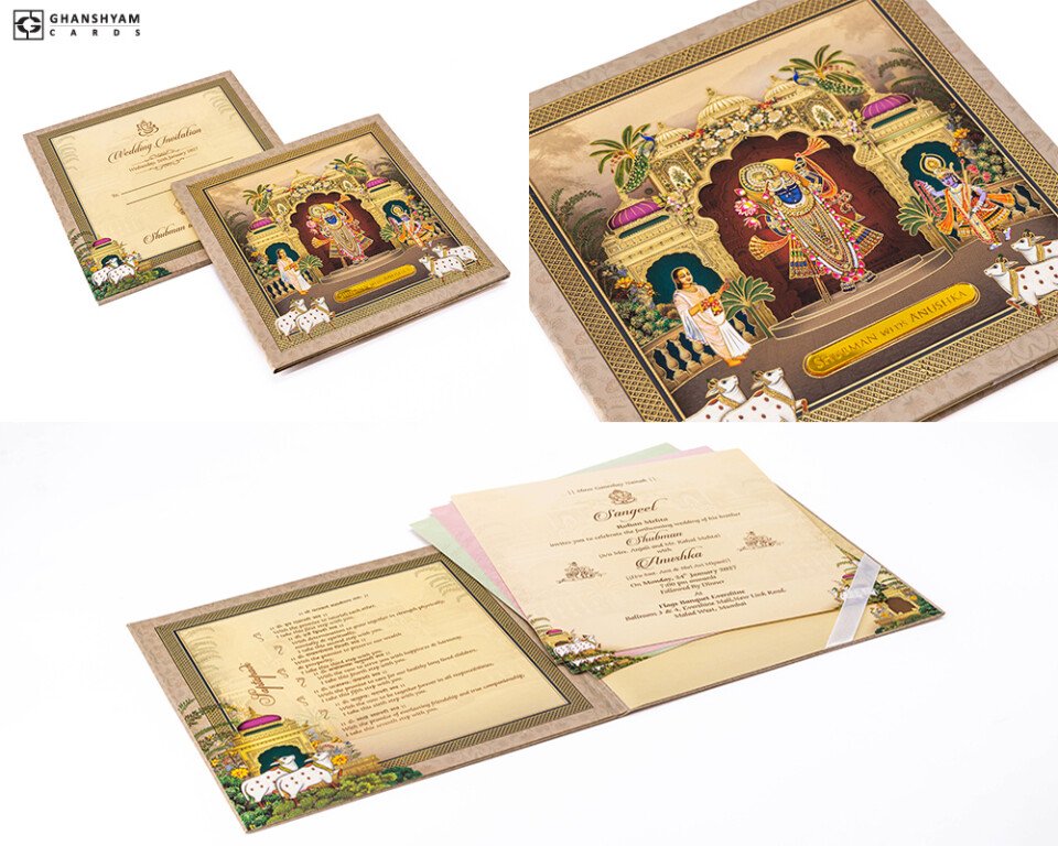 Shrinathji Pichwai Wedding Card RR 1051