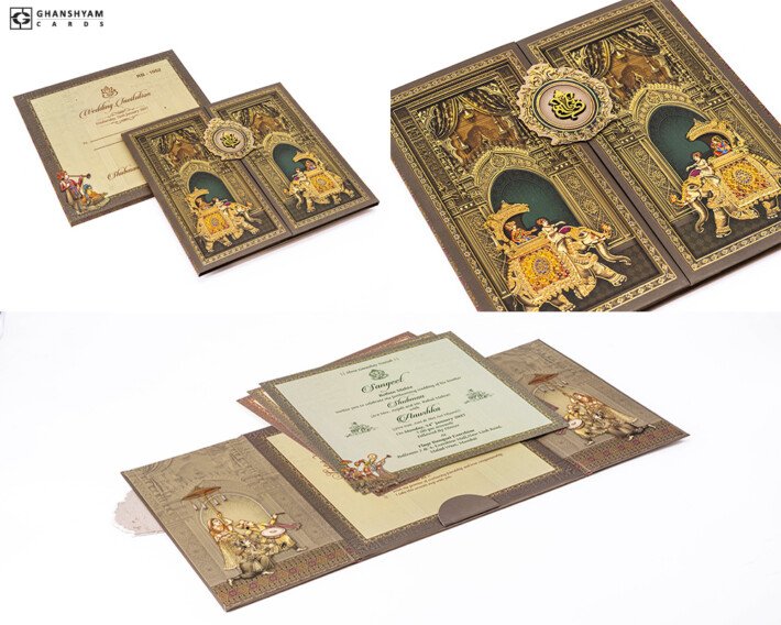 Elephant Theme Door Style Wedding Card RR 1052