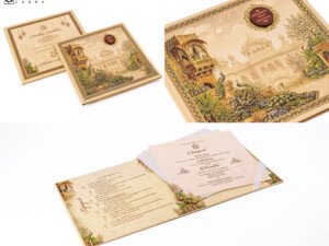 Peacock Theme Padded Wedding Card RR 1076