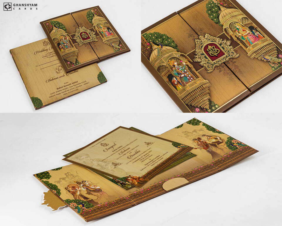 Traditional Centre Opening Wedding Card RR 766