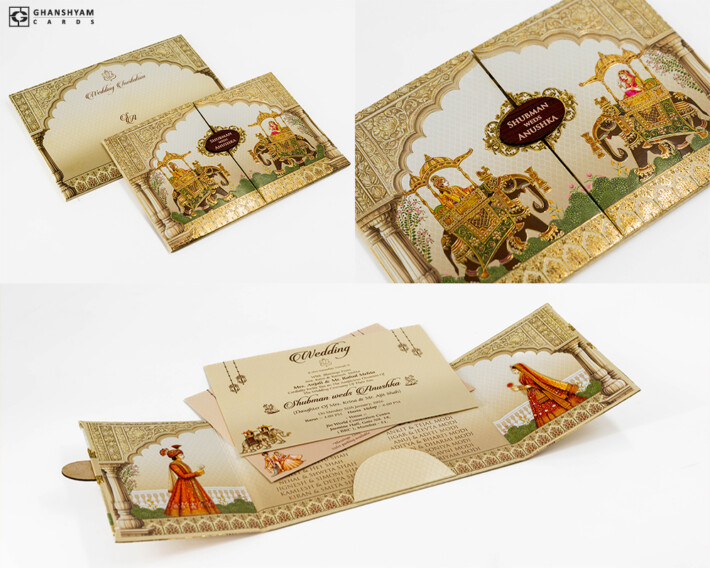 Centre Opening Royal Elephant Theme Traditional Invite RR 822