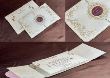 Centre Opening Padded Wedding Card RR 874 Cream