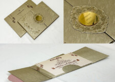 Centre Opening Padded Wedding Card RR 874 Gold