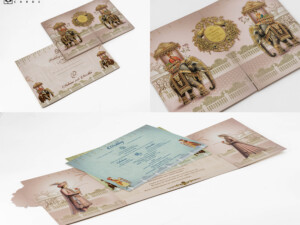 Centre Opening Royal Elephant Theme Traditional Wedding Invitation RR 908