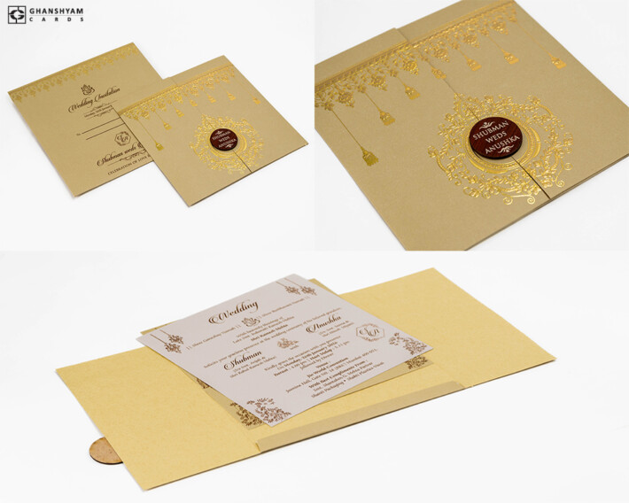 Budget Economical Wedding Card RR 912 GOLD