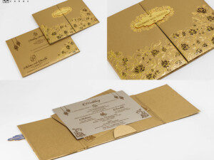 Floral Centre Opening Wedding Card Design RR 976 GOLD