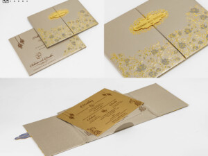 Floral Centre Opening Wedding Card Design RR 976 GREY